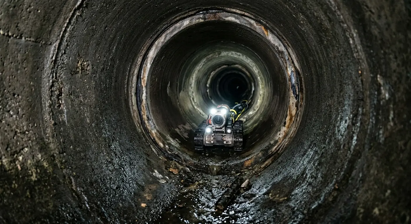 Robotic sewer camera inspecting pipe interior for Sewer Line Repair in Gary